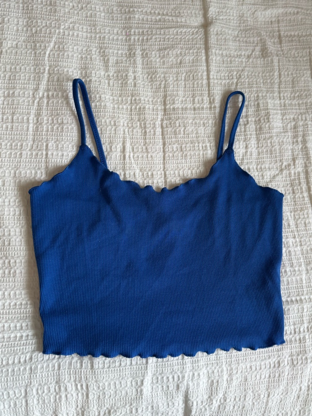 SHEIN Royal Blue Ribbed Scallop Trim Cami